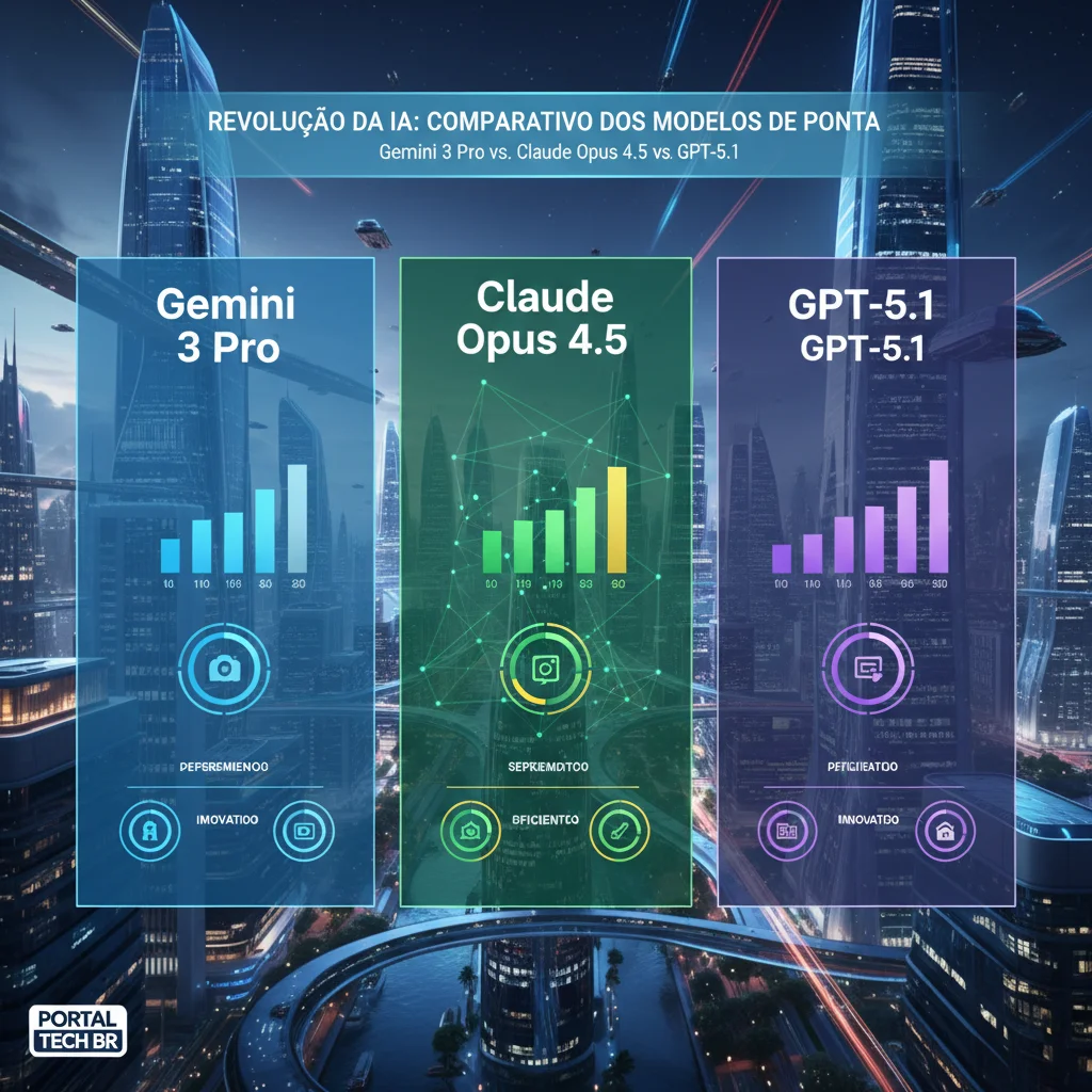 Comparativo: Gemini 3 Pro, Claude Opus 4.5 e GPT-5.1 em 2025